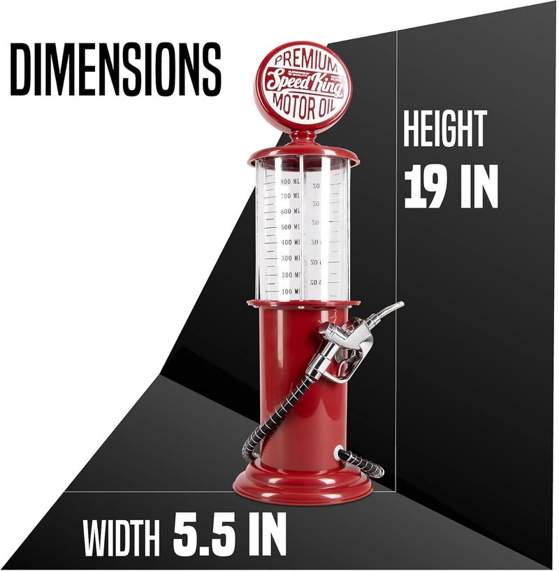 BLKSMITH Pump Liquor Dispenser for Home Bar | Vintage Style Red Plastic 30 Fl. oz Liquor Decanter for Man Cave Decor | Beverage Dispenser for Scotch, Vodka, Cocktails, Non-Alcoholic Drink and More - Image 1